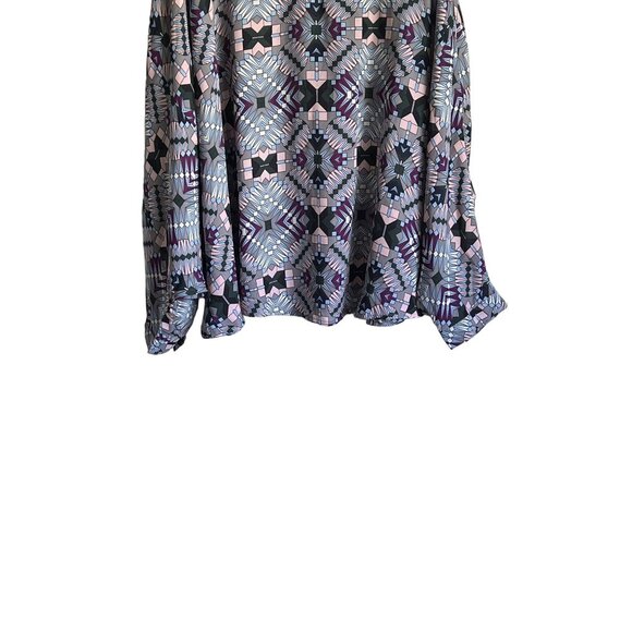 Ashley Stewart Geometric Print Poncho Top 26/28 Multicolor Keyhole Back PlusSize - Picture 3 of 8